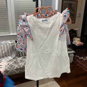 Jacadi White Shirt with Floral Ruffle Detail for Girls - Size: 10 years